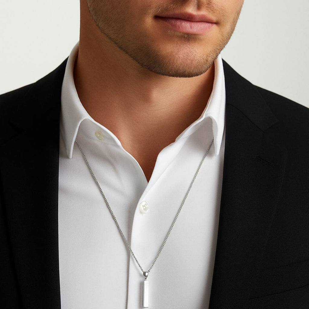 Men’s Platinum Box Chain Necklace – Sleek, Refined, and Built to Last Stones Men
