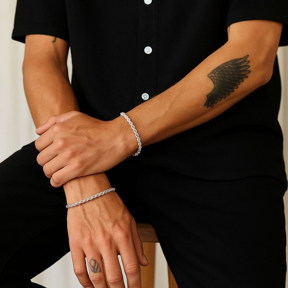 sterling silver Twist Chain Bracelet For Men Hip Hop Fashion Bracelet Party Accessories Stones Men