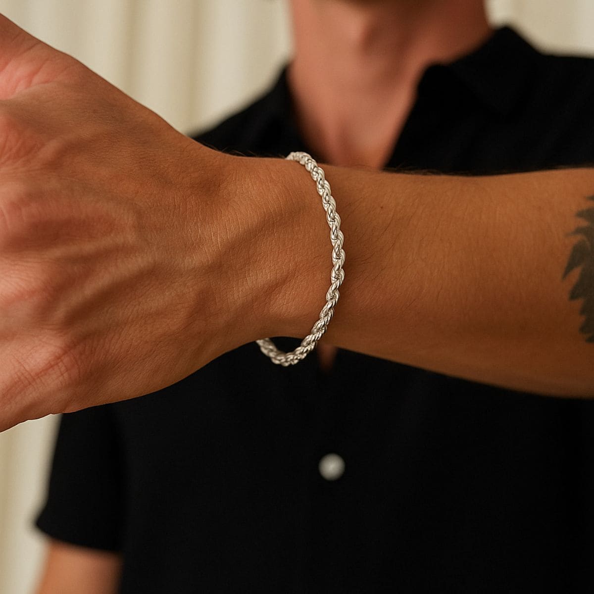sterling silver Twist Chain Bracelet For Men Hip Hop Fashion Bracelet Party Accessories Stones Men