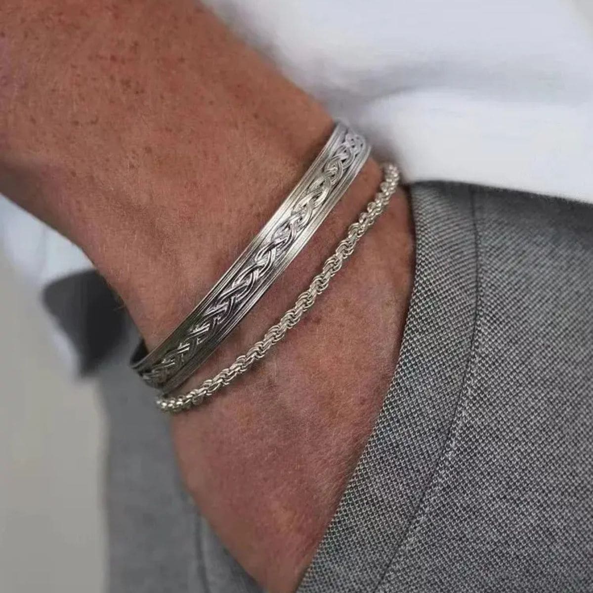 sterling silver Twist Chain Bracelet For Men Hip Hop Fashion Bracelet Party Accessories Stones Men