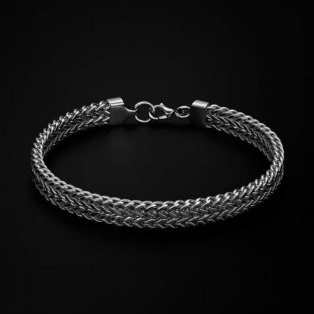 Vintage Oxidized Cool Double Curb Chain Bracelets for Men Stones Men