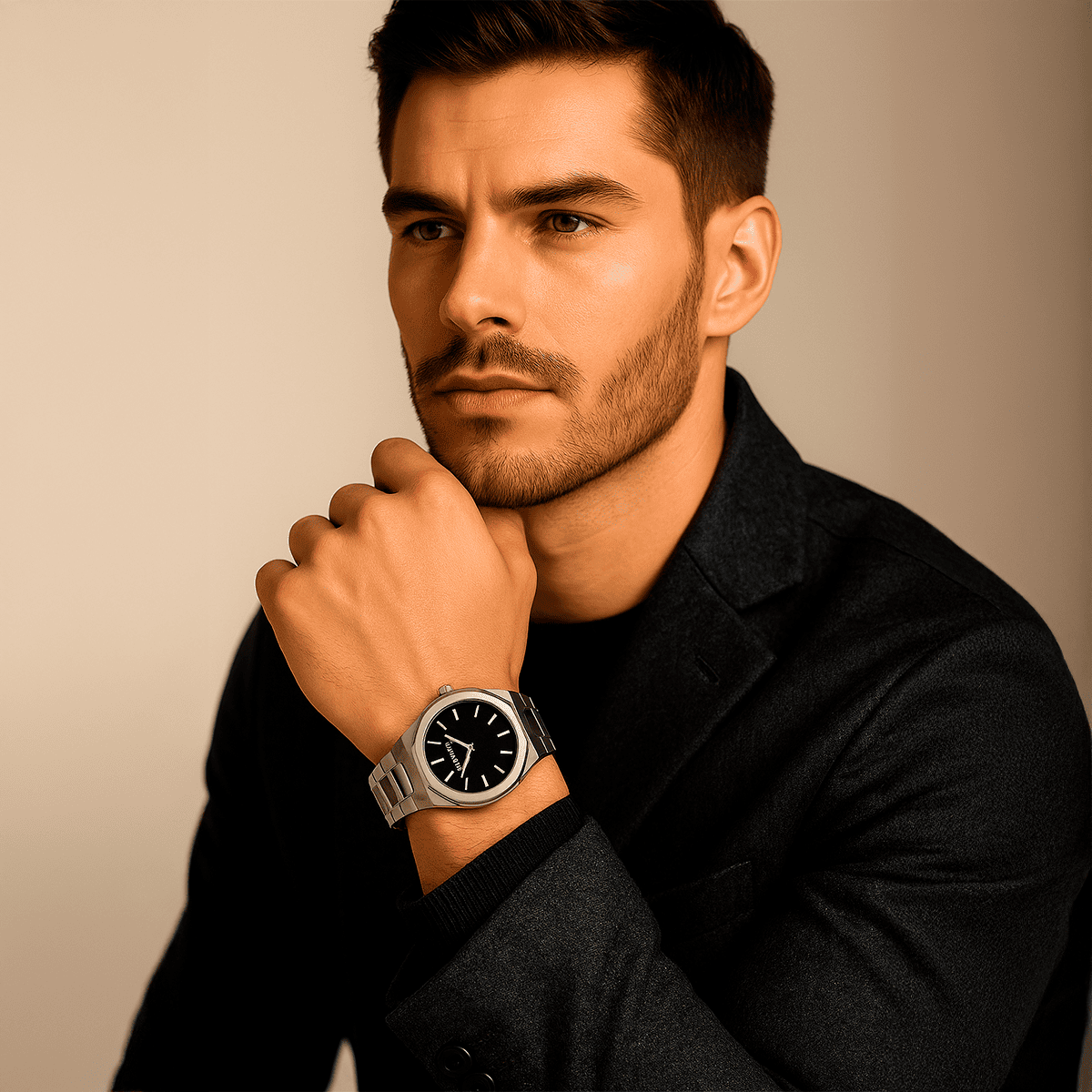 Stones Men Black Men’s Quartz – Where Minimalism (Waterproof) Stones Men