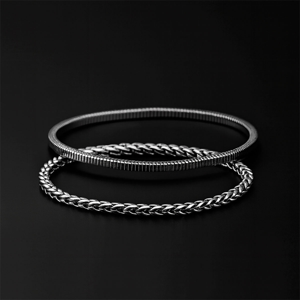 Chain Bracelets for Men Simple Vintage Silver Color Cuban Bracelets Sets Party Stones Men