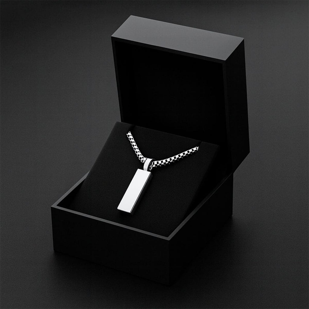 Men’s Platinum Box Chain Necklace – Sleek, Refined, and Built to Last Stones Men