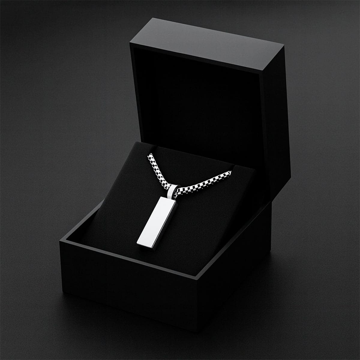 Men’s Platinum Box Chain Necklace – Sleek, Refined, and Built to Last Stones Men