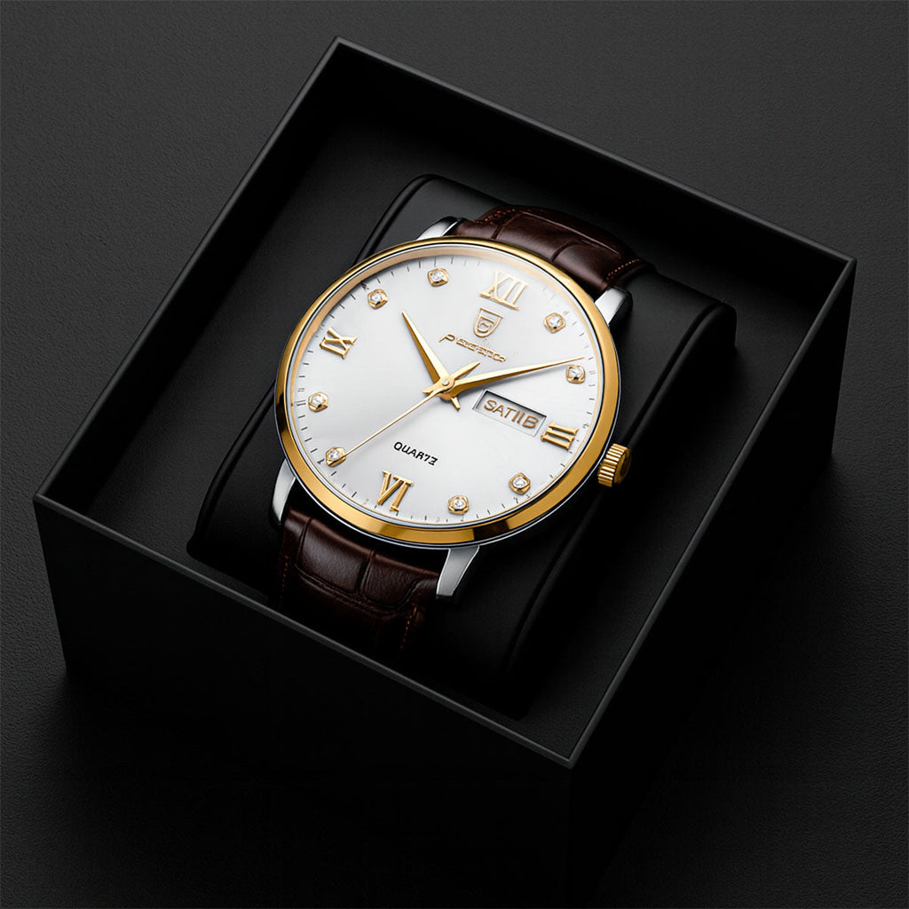 Waterproof Watch Casual Leather Strap Luminous Sports Quartz Clocks Stones Men