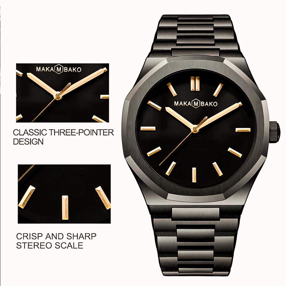 Stones Men Black Men’s Quartz – Where Minimalism (Waterproof) Stones Men