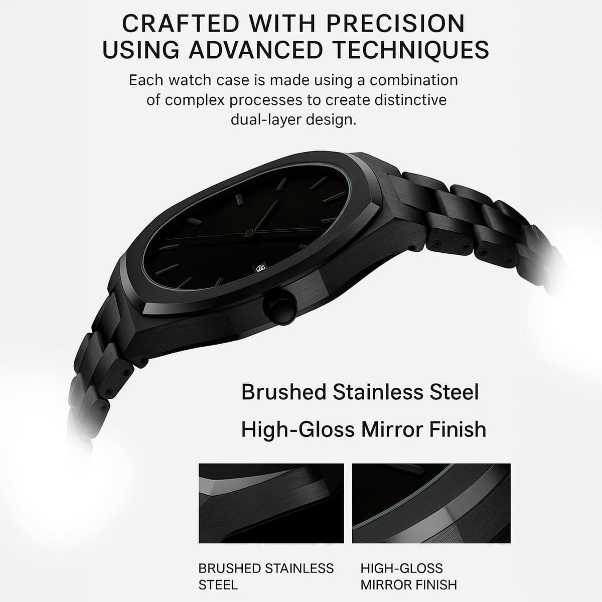 Stones Men Black Men’s Quartz – Where Minimalism (Waterproof) Stones Men