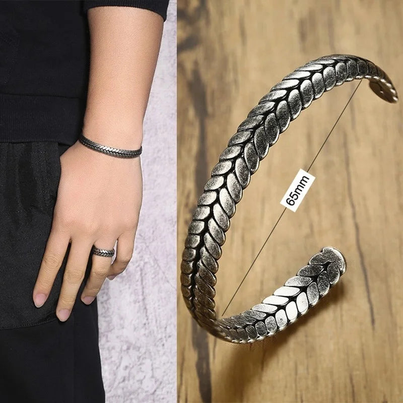 Retro Viking Cuff Bracelet – Rugged Style. Timeless Strength. Stones Men