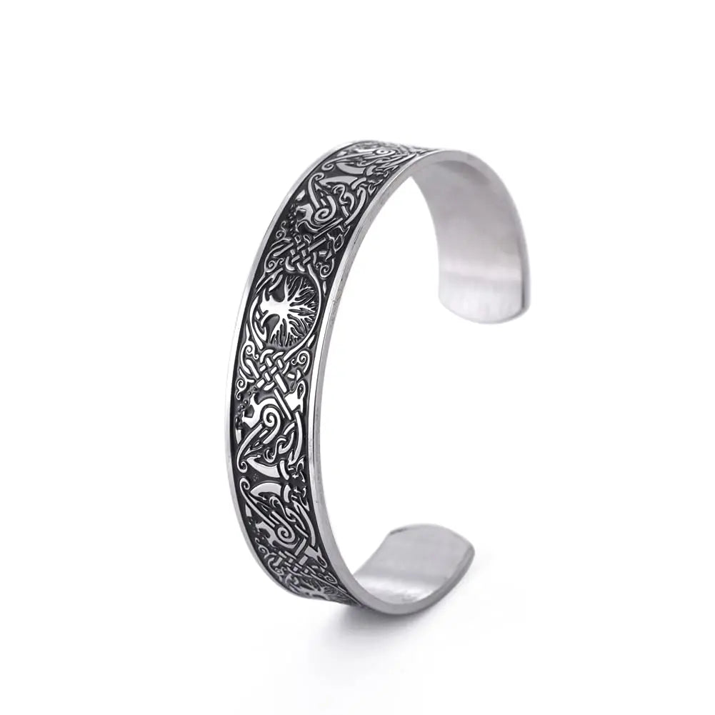Viking Tree of Life Cuff Bracelet – Strength. Wisdom. Legacy
