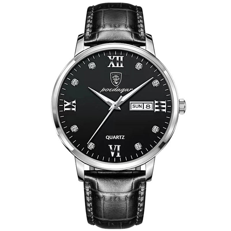 Waterproof Watch Casual Leather Strap Luminous Sports Quartz Clocks Stones Men