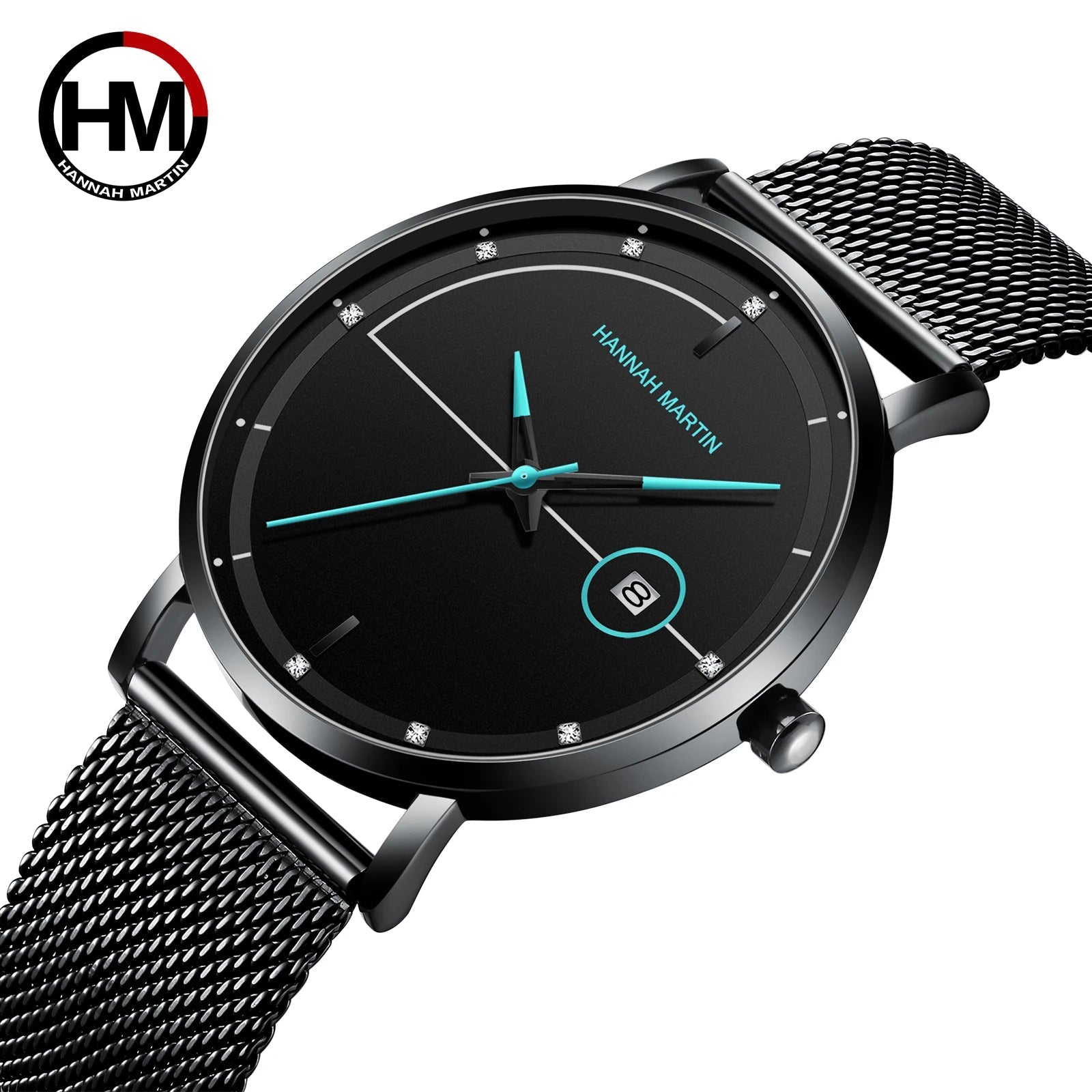 Blue-Black Mesh Quartz Watch – Clean Design. Global Precision. Stones Men