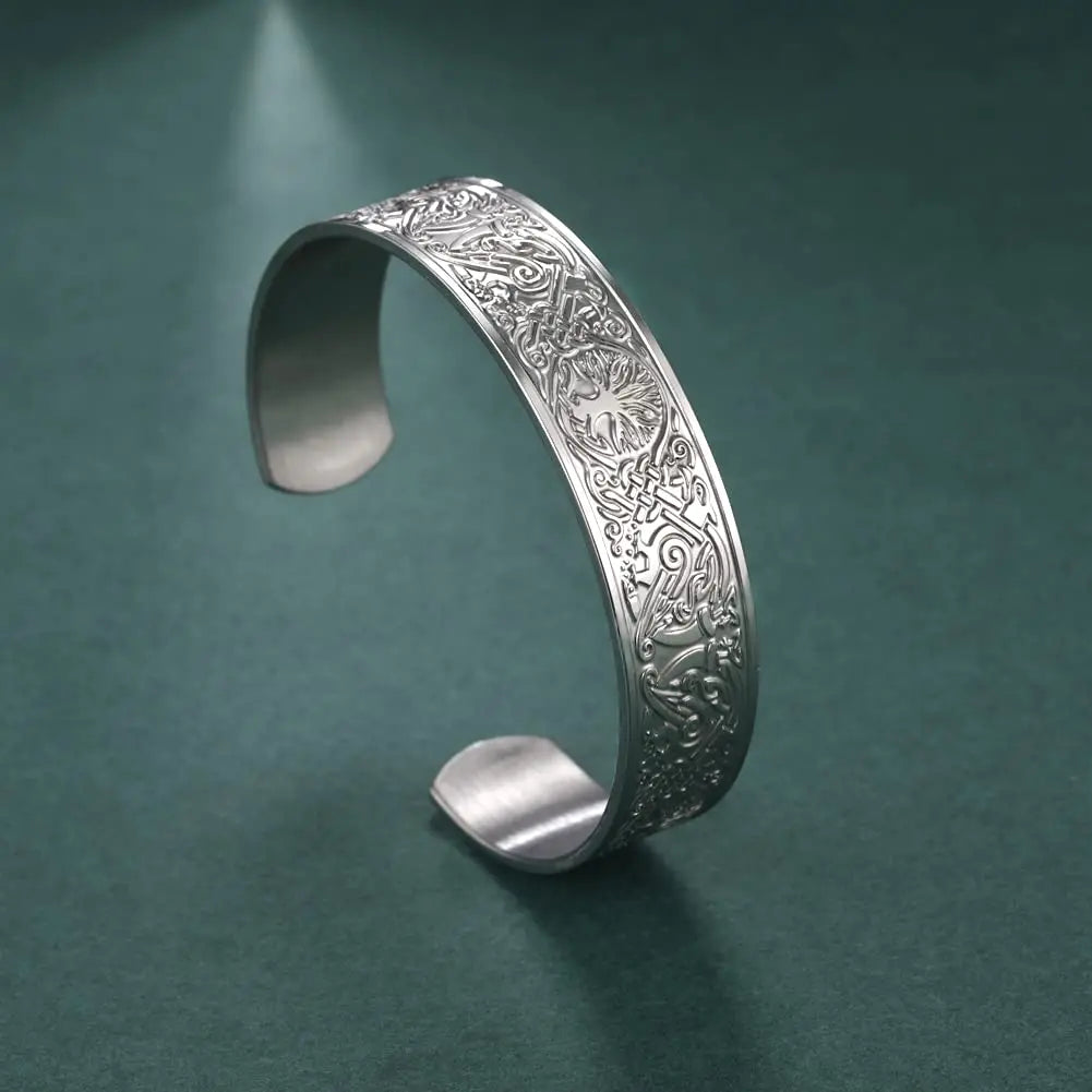 Viking Tree of Life Cuff Bracelet – Strength. Wisdom. Legacy