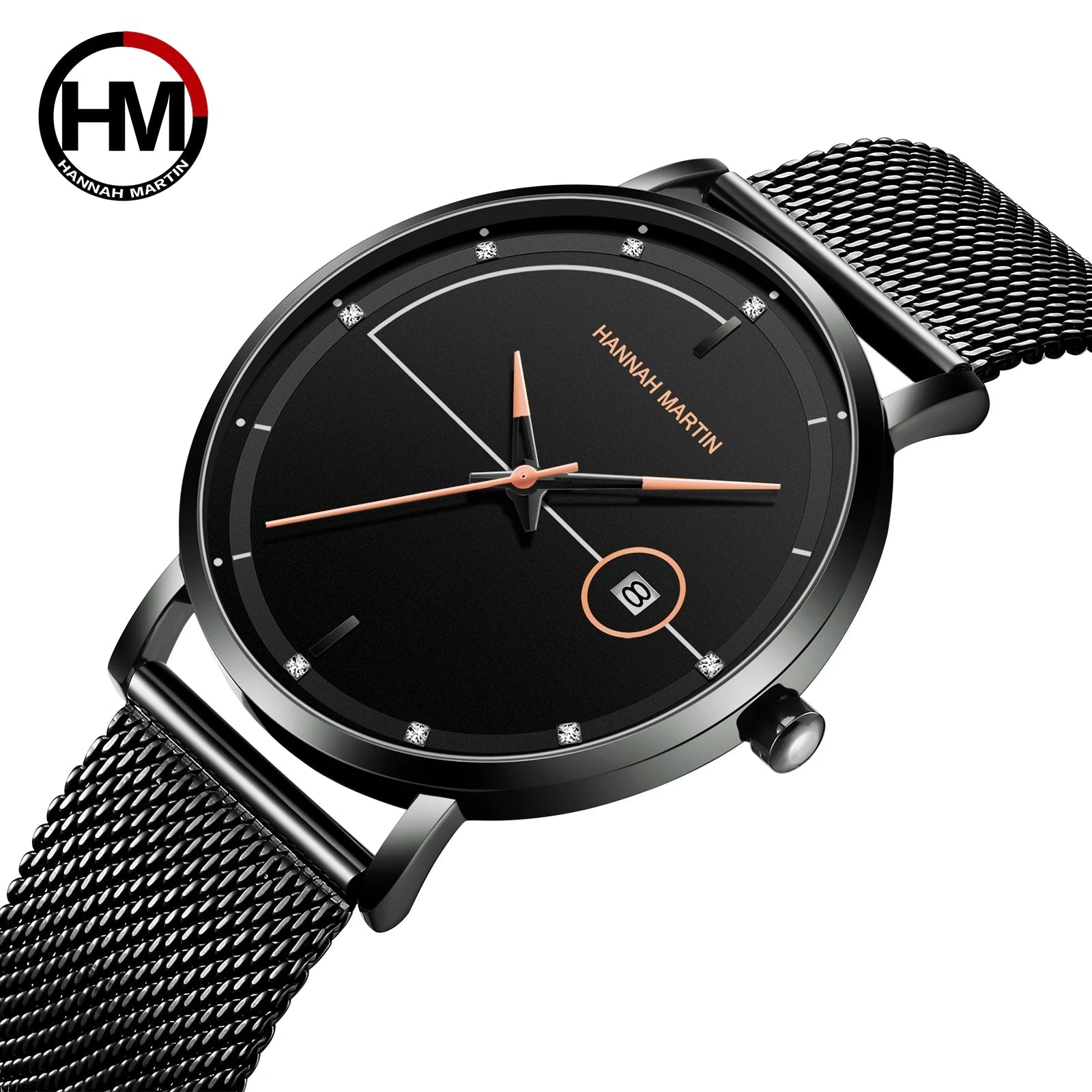 Blue-Black Mesh Quartz Watch – Clean Design. Global Precision. Stones Men