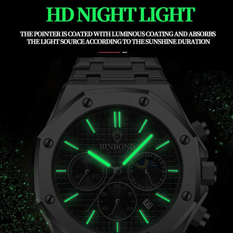 Luxury Stainless Steel Men’s Watch – Bold Design, Built for Performance Stones Men