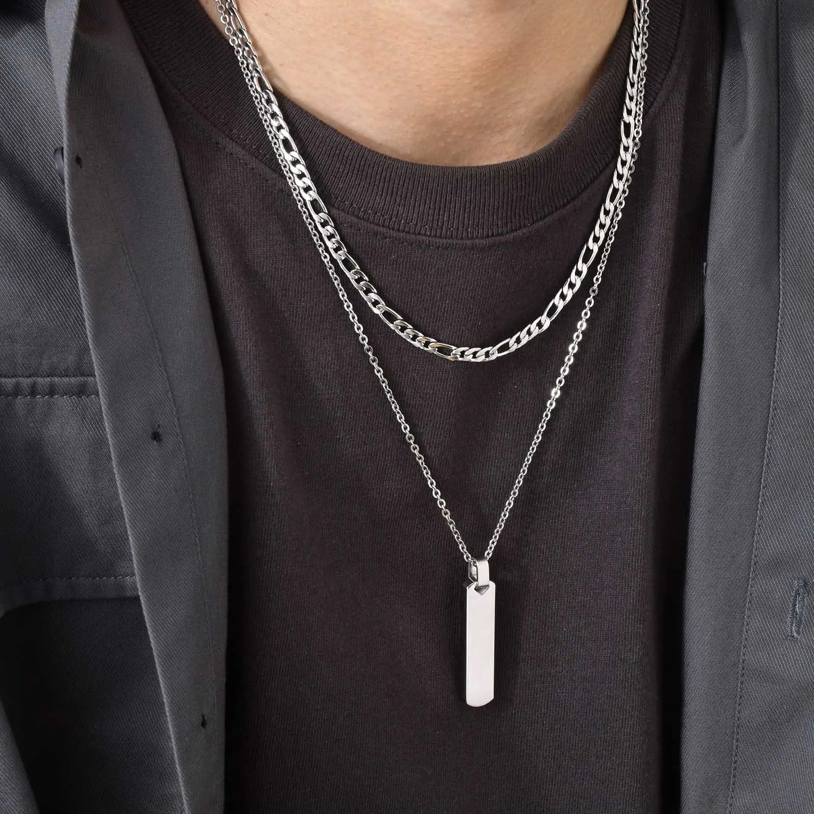 Necklaces for Men Boys,Stainless Steel Cuban Chain Twisted Rope Chain Collar