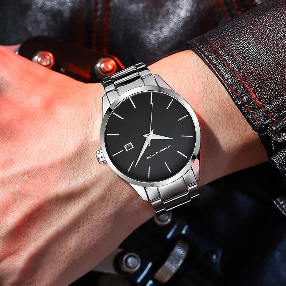 Men Watch Top Brand Luxury Calendar Stainless Steel Quartz Fashion Business Stones Men