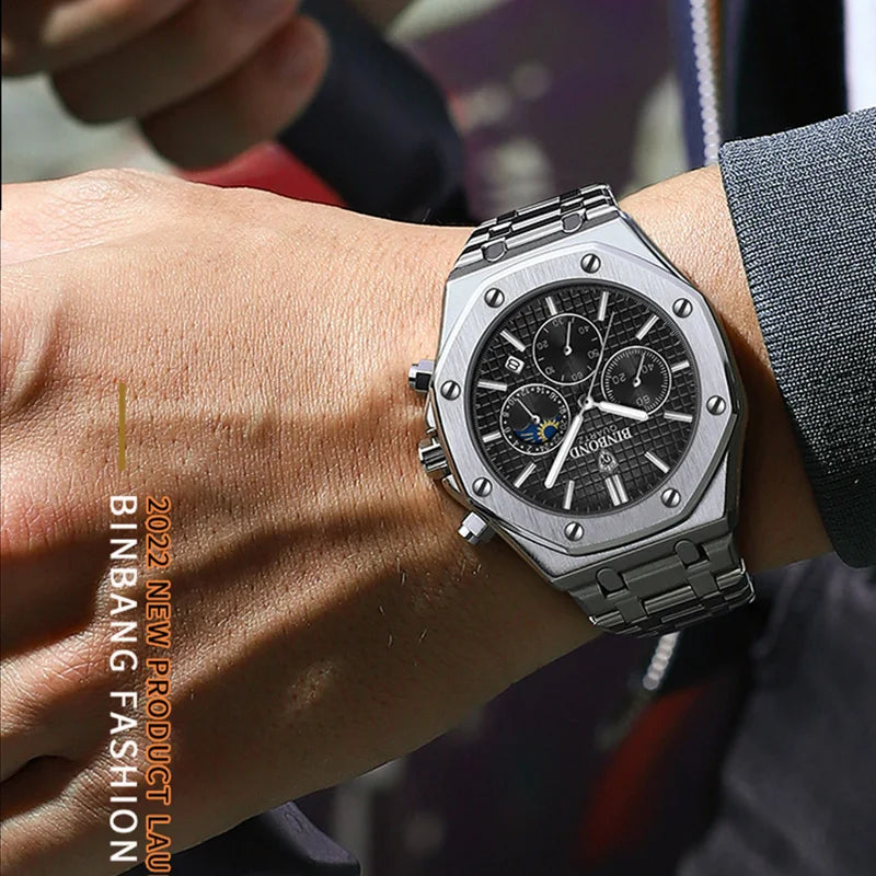 Luxury Stainless Steel Men’s Watch – Bold Design, Built for Performance Stones Men
