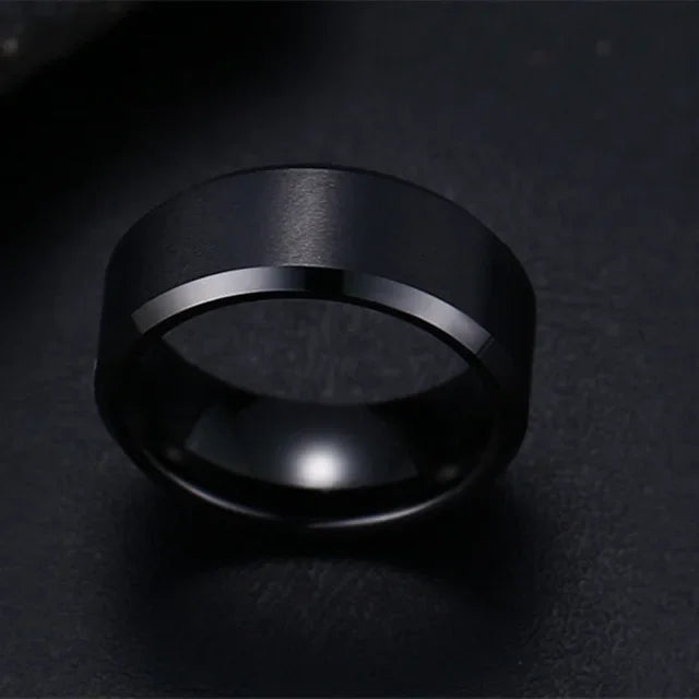 Matte Black Stainless Steel Ring – Bold Commitment. Timeless Style. Stones Men
