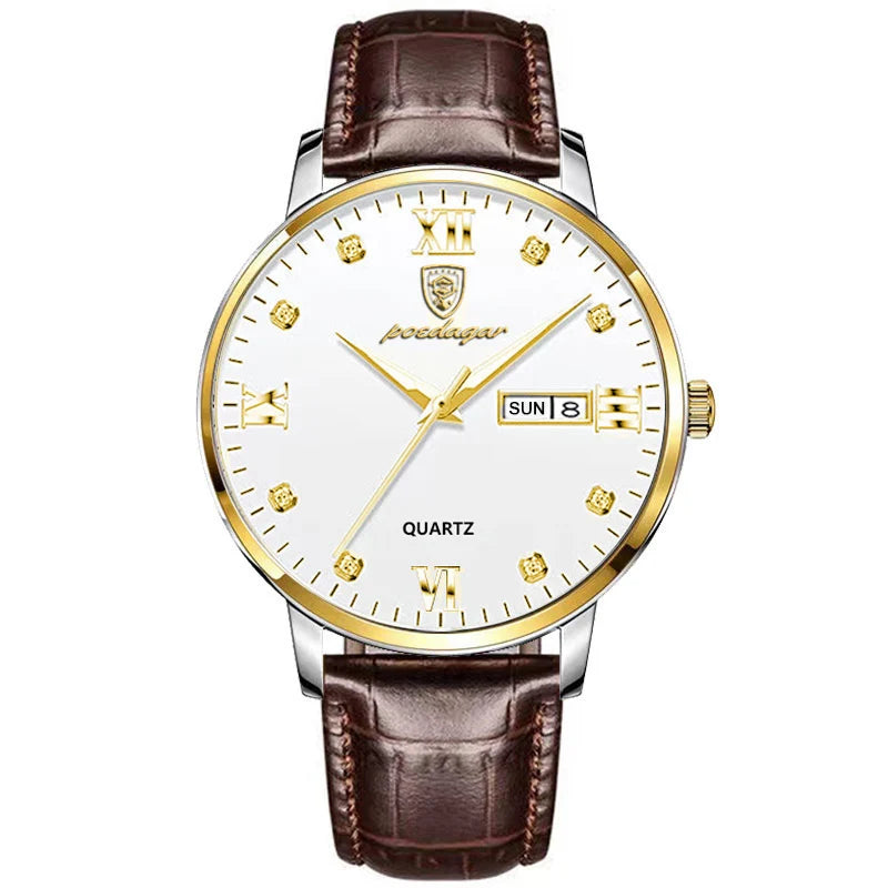 Waterproof Watch Casual Leather Strap Luminous Sports Quartz Clocks Stones Men