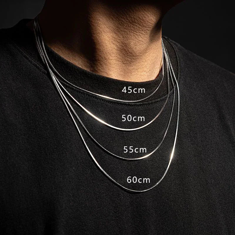 Necklace for Men Women Silver Male -- 925 Sterling Silver Snake Chai