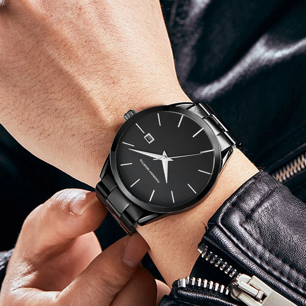 Men Watch Top Brand Luxury Calendar Stainless Steel Quartz Fashion Business Stones Men