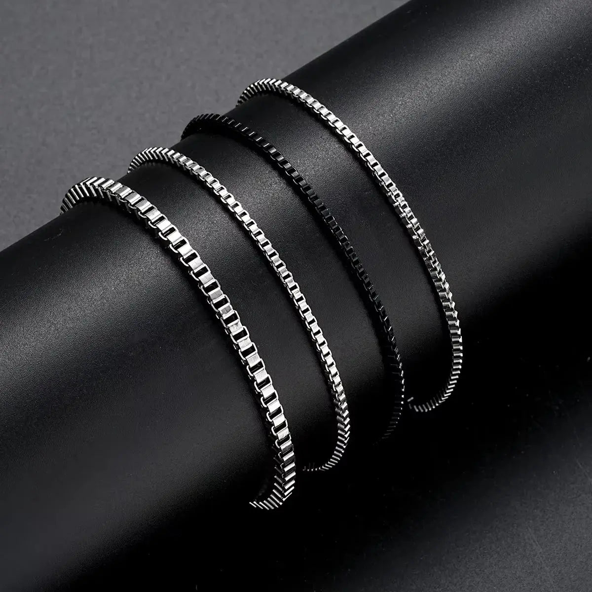 Chain Bracelets for Men Simple Vintage Silver Color Cuban Bracelets Sets Party