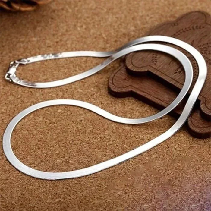Chain Necklace  Luxury wedding party - Sterling Silver 4MM Blade Stones Men