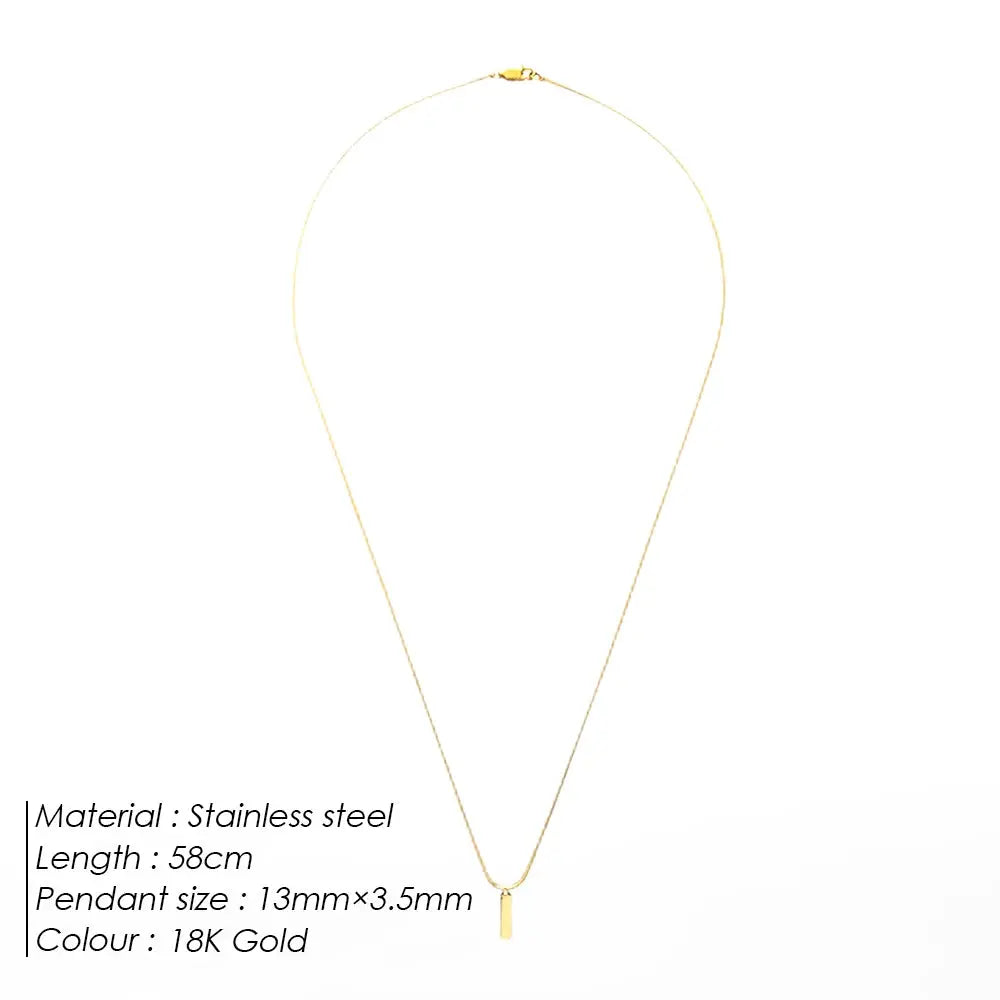 Colar curto banhado a ouro com pingente quadrado masculino ELANDIS em aço inoxidável