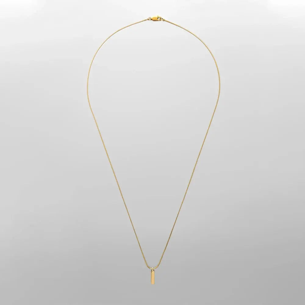 Colar curto banhado a ouro com pingente quadrado masculino ELANDIS em aço inoxidável