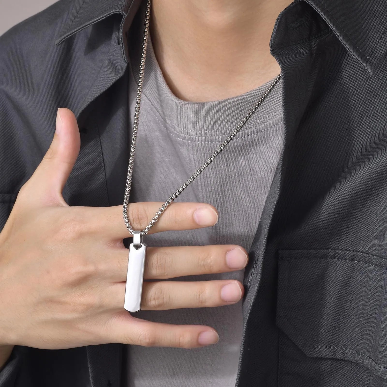 Colares com barras verticais empilhadas para homens e meninos, corrente cubana de aço inoxidável, colar com corda torcida, conjuntos de joias elegantes para presente