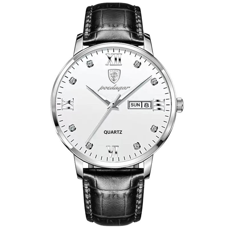 Waterproof Watch Casual Leather Strap Luminous Sports Quartz Clocks Stones Men