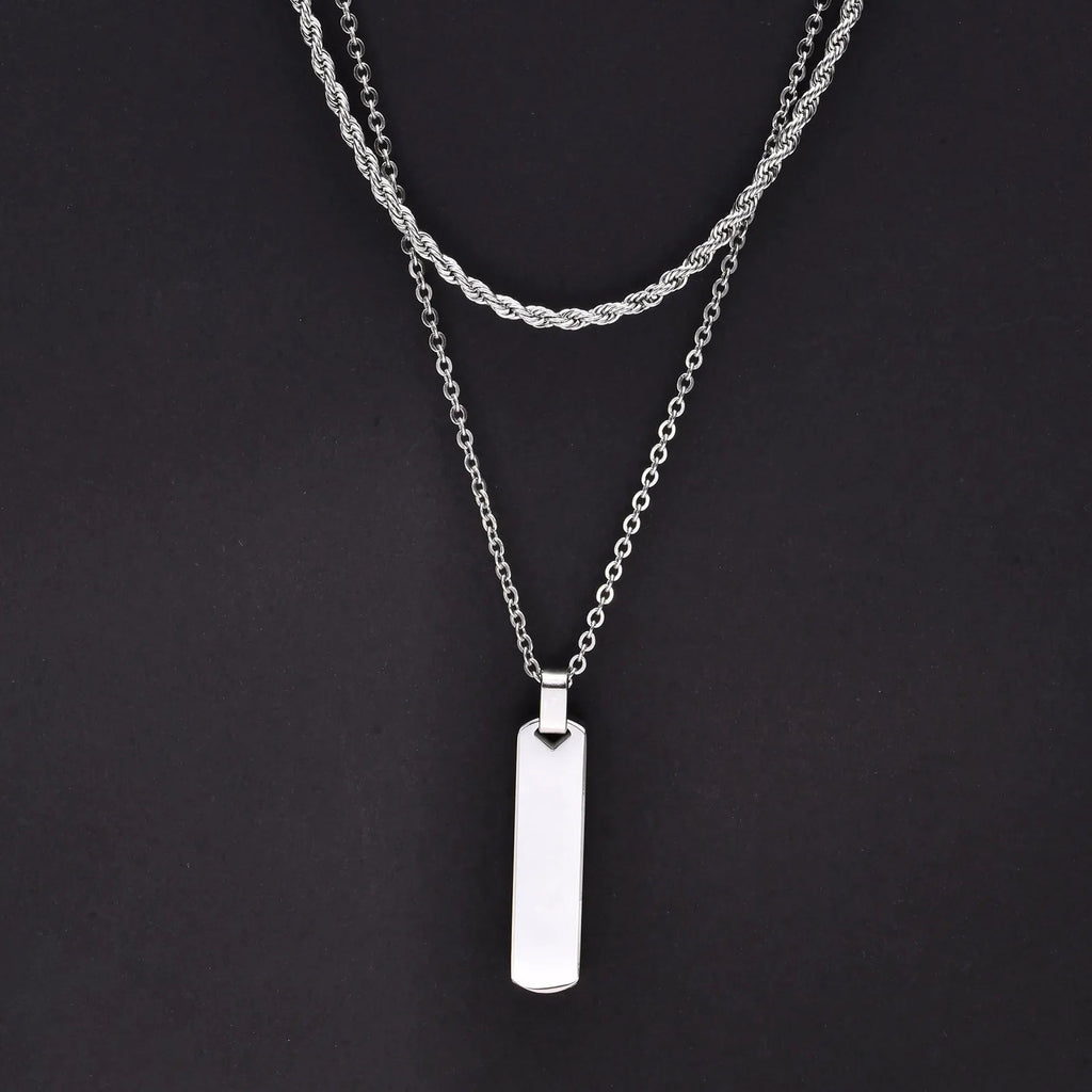 Necklaces for Men Boys,Stainless Steel Cuban Chain Twisted Rope Chain Collar Stones Men