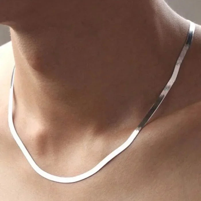 Chain Necklace  Luxury wedding party - Sterling Silver 4MM Blade