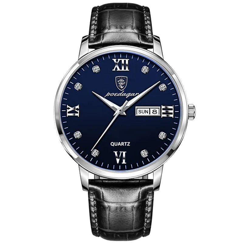 Waterproof Watch Casual Leather Strap Luminous Sports Quartz Clocks Stones Men