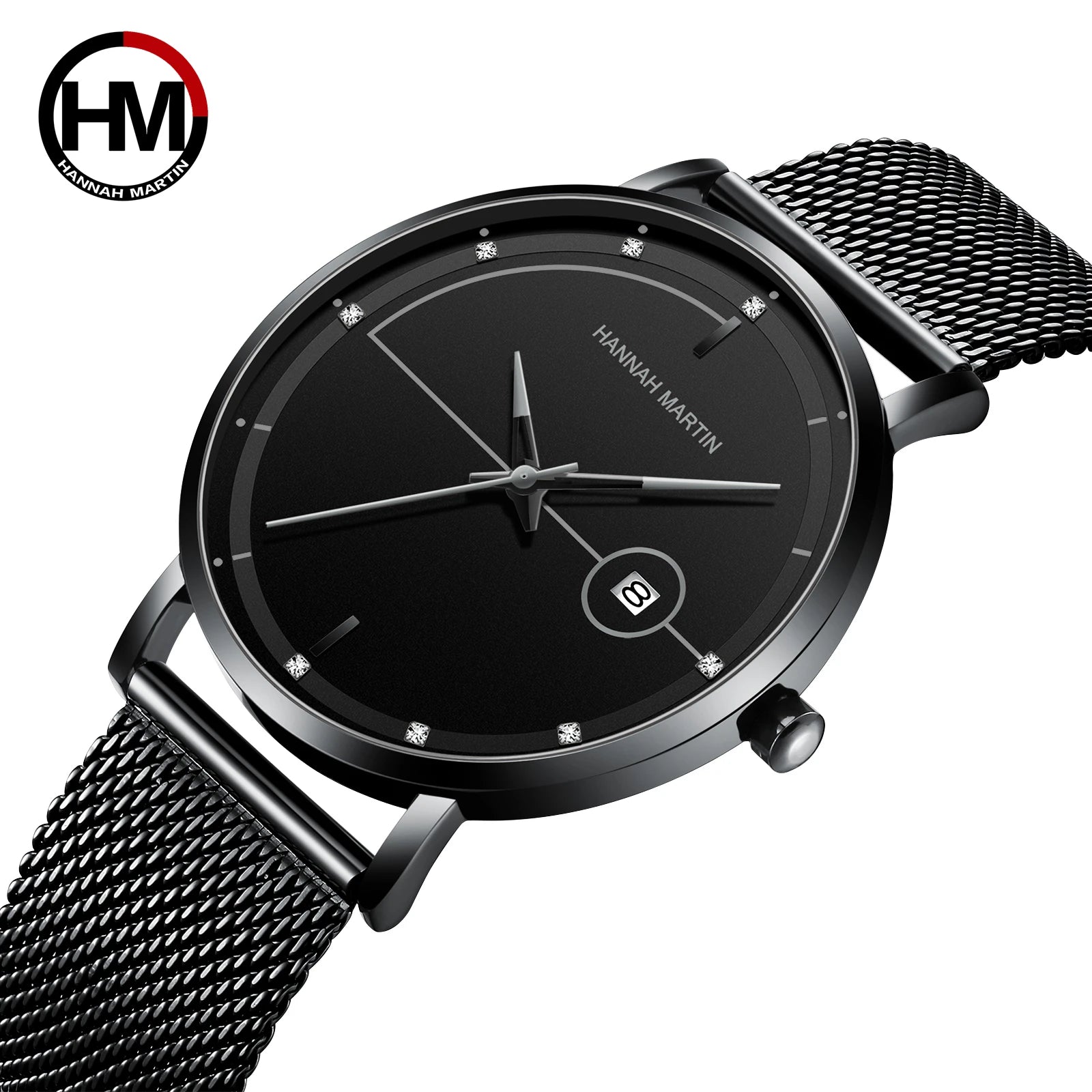 Blue-Black Mesh Quartz Watch – Clean Design. Global Precision. Stones Men